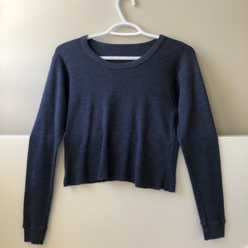 Navy Ribbed Long-Sleeve
